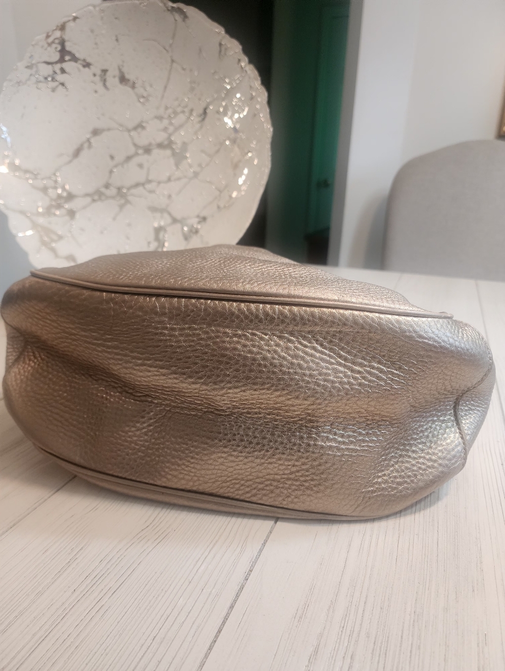 Cole Haan Metallic Pebbled Leather Drawstring Bucket Bag - Picture 3 of 6